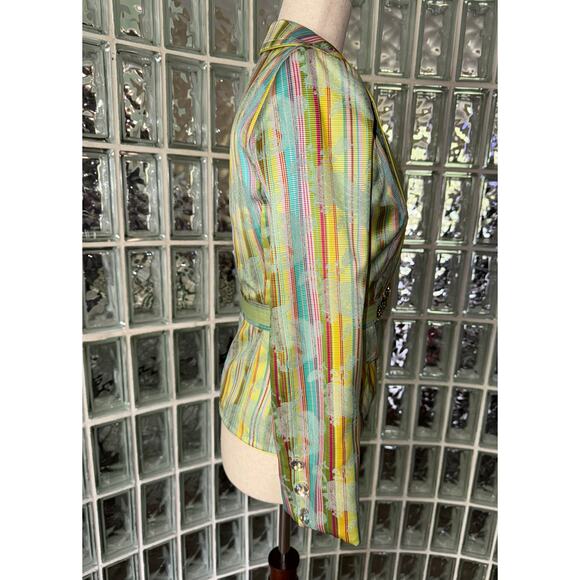 Cynthia Steffe Paisley Floral Beaded Fitted Striped Jacket Coat - Size XS - OE - Picture 3 of 12